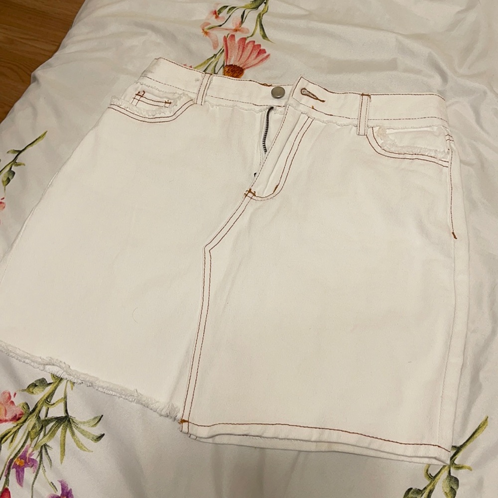 Showpo Cutting Edge Denim Skirt in White NWT